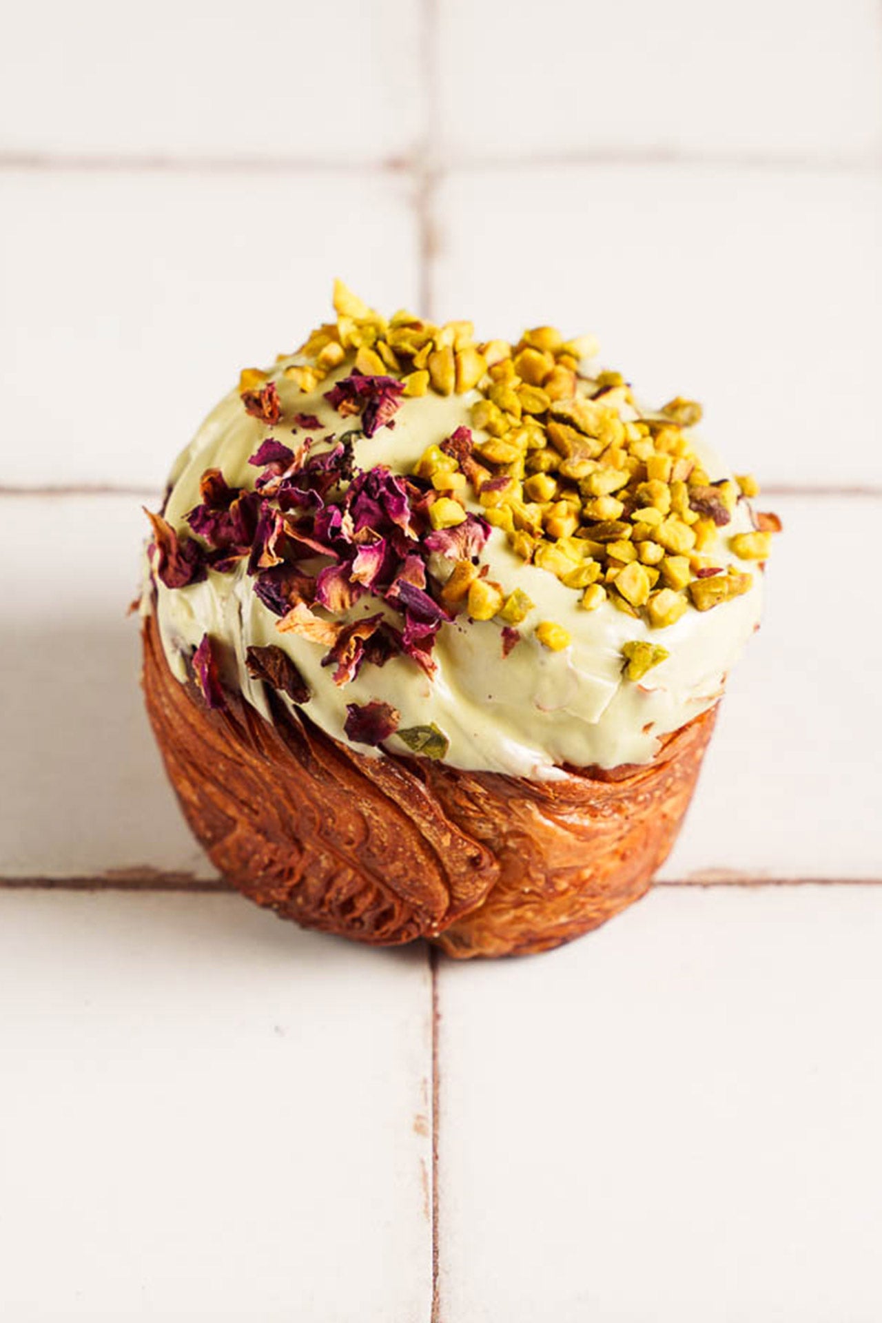 Pistachio Rose Cruffin